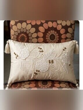 Pier 1 Winter Pillow with Embroidered Accents